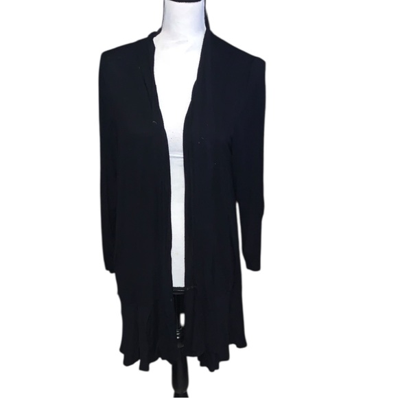 Grace Sweaters - Grace The Perfect Fit Black Lightweight Cardigan 3/4 Ruched Sleeves